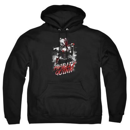 Batman Arkham Knight Quinn City Mens Hoodie Black Officially Licensed