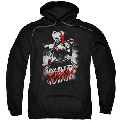 Batman Arkham Knight Quinn City Mens Hoodie Black Officially Licensed