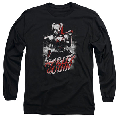 Batman Arkham Knight Quinn City Mens Long Sleeve Shirt Black Officially Licensed