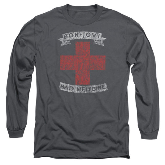 Bon Jovi Bad Medicine Mens Long Sleeve Shirt Charcoal Officially Licensed