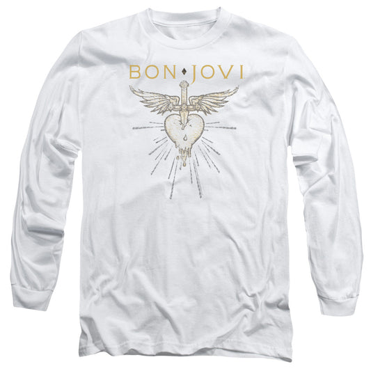 Bon Jovi Greatest Hits Mens Long Sleeve Shirt White Officially Licensed