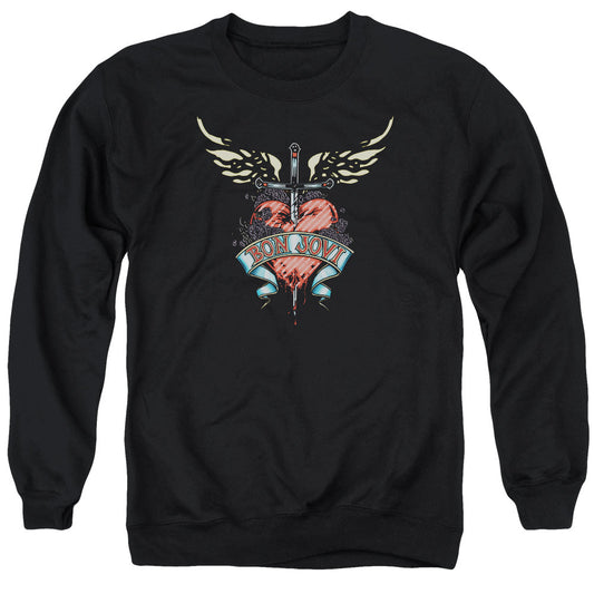 Bon Jovi Daggered Mens Crewneck Sweatshirt Black Officially Licensed