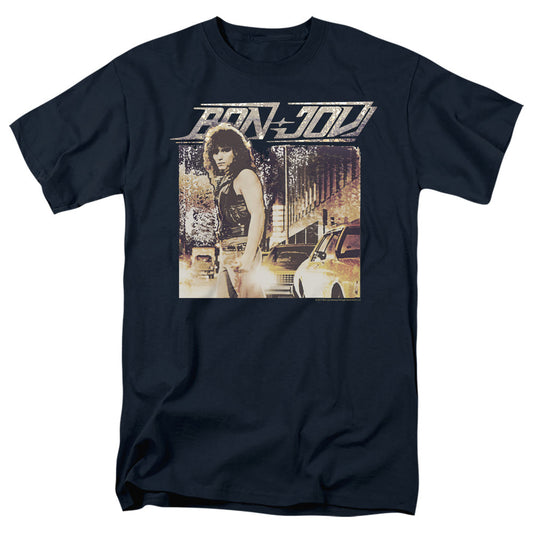 Bon Jovi Runaway Jon Mens T Shirt Navy Officially Licensed