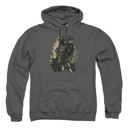 Batman Arkham Origins Deathstroke Mens Hoodie Charcoal Officially Licensed