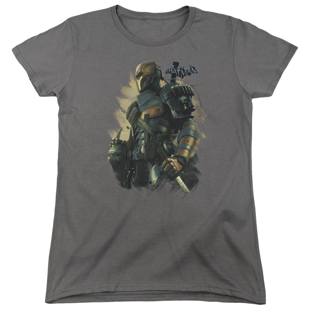 Batman Arkham Origins Deathstroke Womens T Shirt Charcoal Officially Licensed