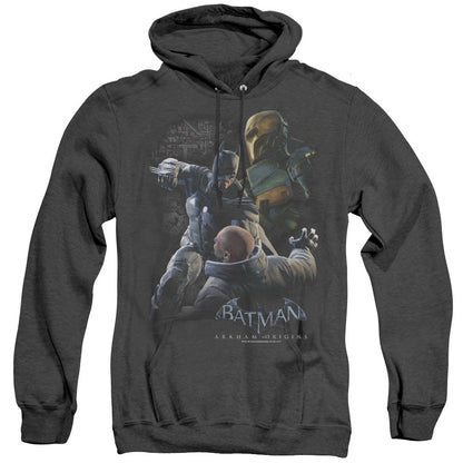 Batman Arkham Origins Punch Heather Mens Hoodie Black Officially Licensed