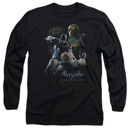 Batman Arkham Origins Punch Mens Long Sleeve Shirt Black Officially Licensed
