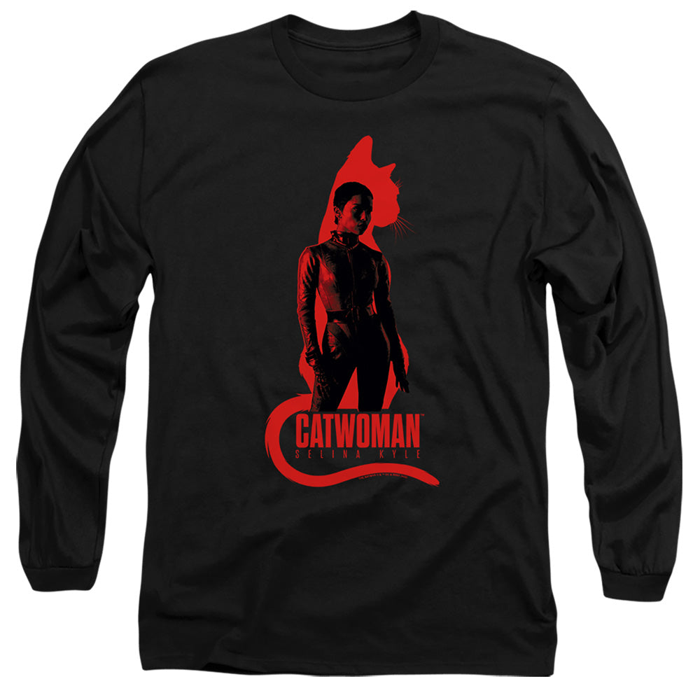 The Batman Selina Kyle Cat Silhouette Mens Long Sleeve Shirt Black Officially Licensed