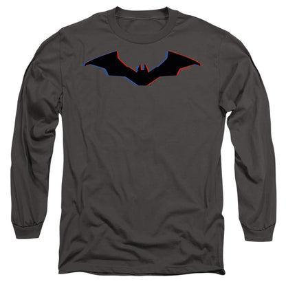 The Batman Tri-Color Bat Silhouette Mens Long Sleeve Shirt Charcoal Officially Licensed