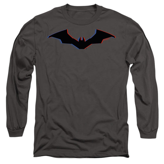 The Batman Tri-Color Bat Silhouette Mens Long Sleeve Shirt Charcoal Officially Licensed