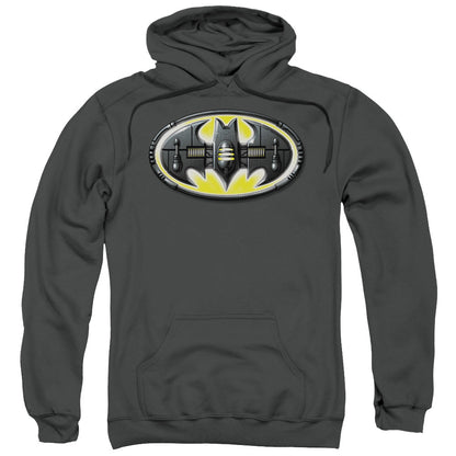 Batman Bat Mech Logo Mens Hoodie Charcoal Officially Licensed