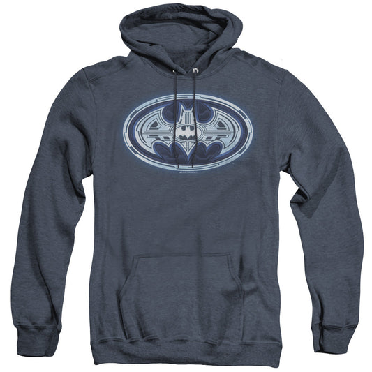 Batman Cyber Bat Shield Heather Mens Hoodie Navy Blue Officially Licensed