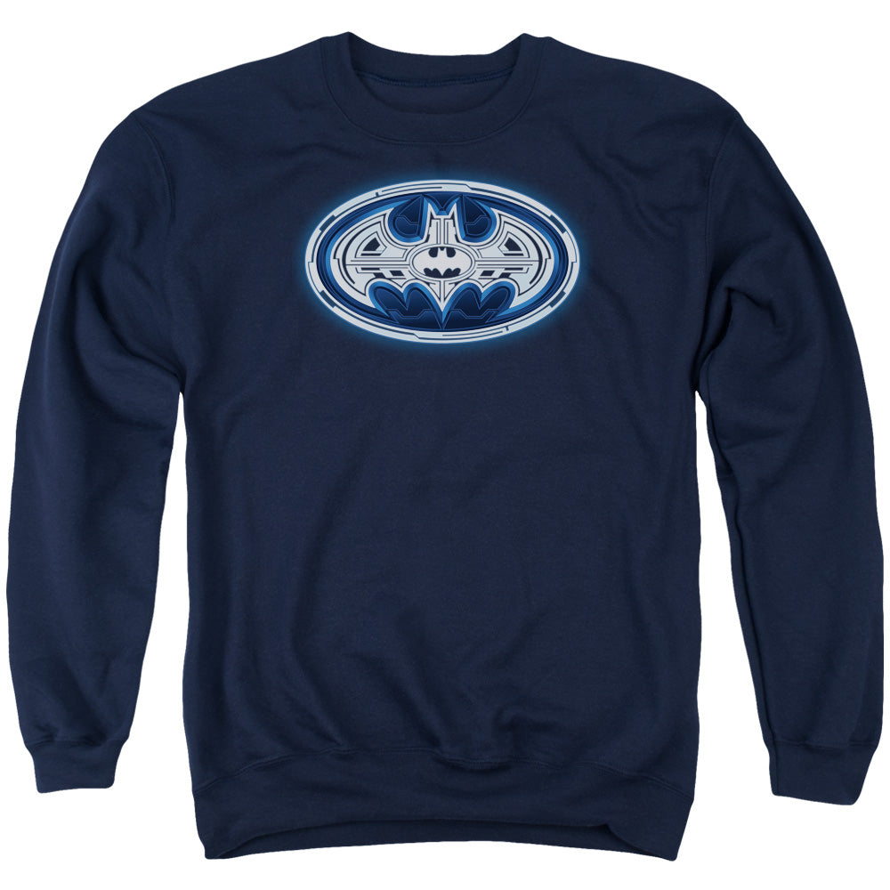 Batman Cyber Bat Shield Mens Crewneck Sweatshirt Navy Blue Officially Licensed