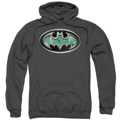 Batman Circuitry Shield Mens Hoodie Charcoal Officially Licensed