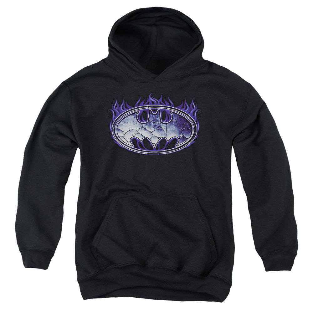 Batman Cracked Shield Kids Youth Hoodie Black Officially Licensed