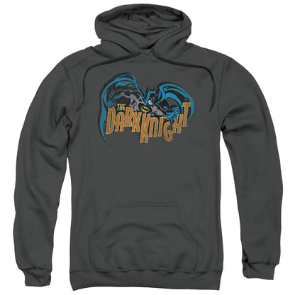 Batman Retro Dark Knight Mens Hoodie Charcoal Officially Licensed