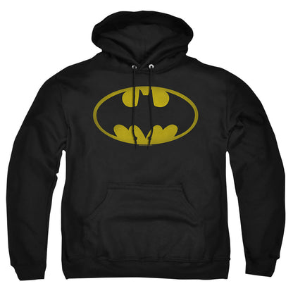 Batman Washed Bat Logo Mens Hoodie Black Officially Licensed