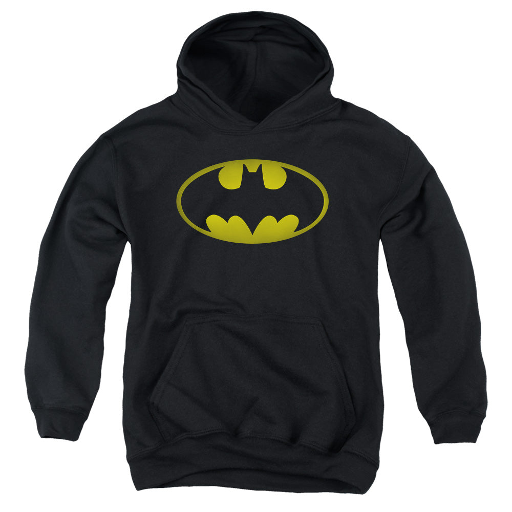 Batman Washed Bat Logo Kids Youth Hoodie Black Officially Licensed