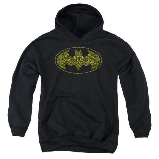 Batman Type Logo Kids Youth Hoodie Black Officially Licensed