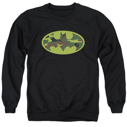 Batman Camo Logo Mens Crewneck Sweatshirt Black
