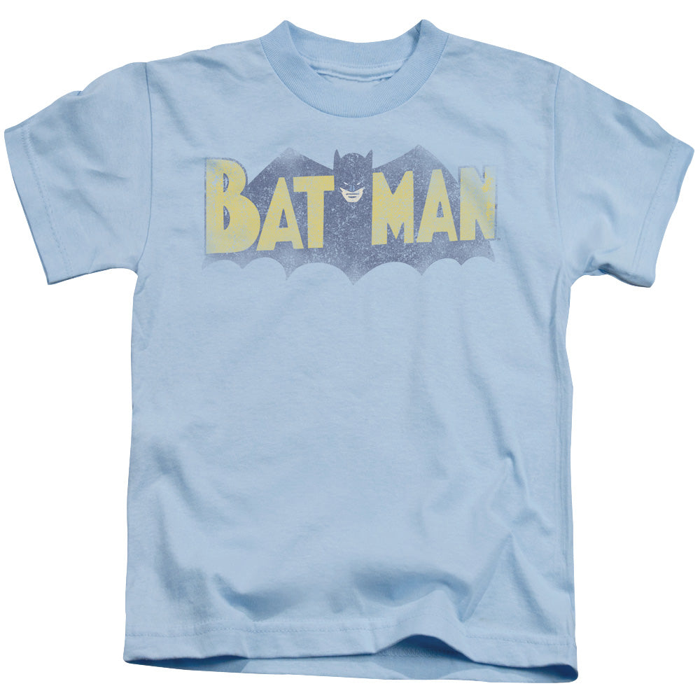 Batman Vintage Logo Juvenile Kids Youth T Shirt Light Blue Officially Licensed