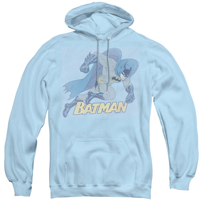 Batman Running Retro Mens Hoodie Light Blue Officially Licensed
