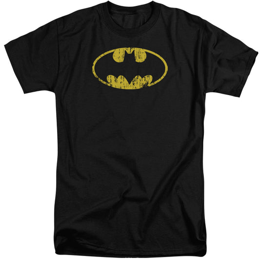Batman Classic Logo Distressed Mens Tall T Shirt Black Officially Licensed