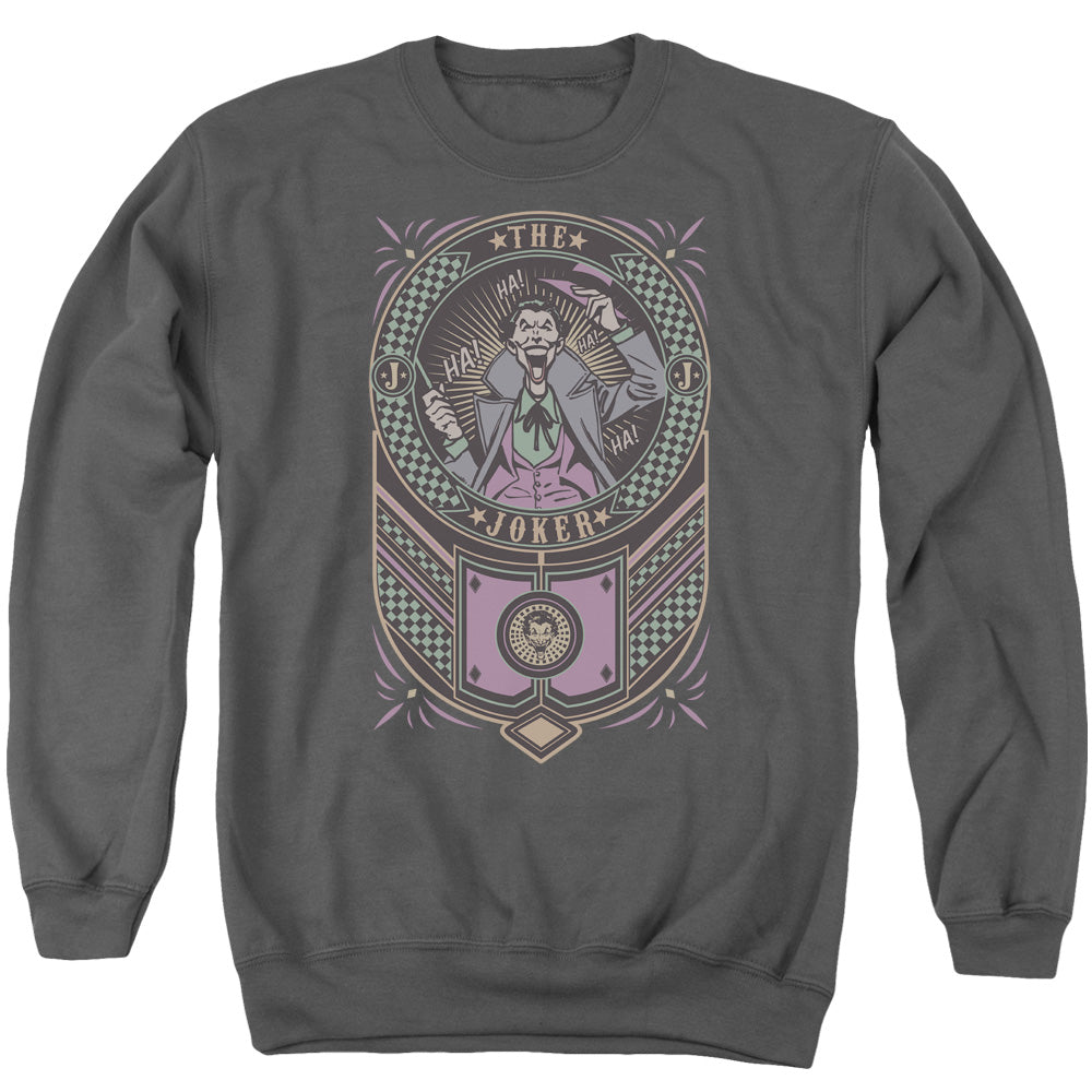 Batman Joker Checkered Sign Mens Crewneck Sweatshirt Charcoal
