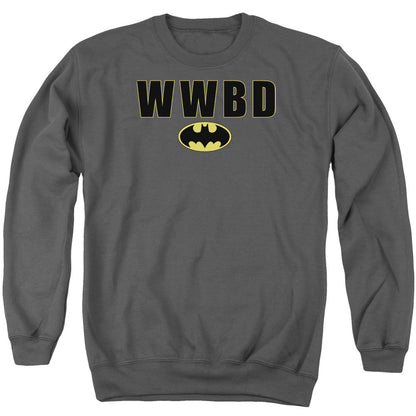 Batman Wwbd Logo Mens Crewneck Sweatshirt Charcoal