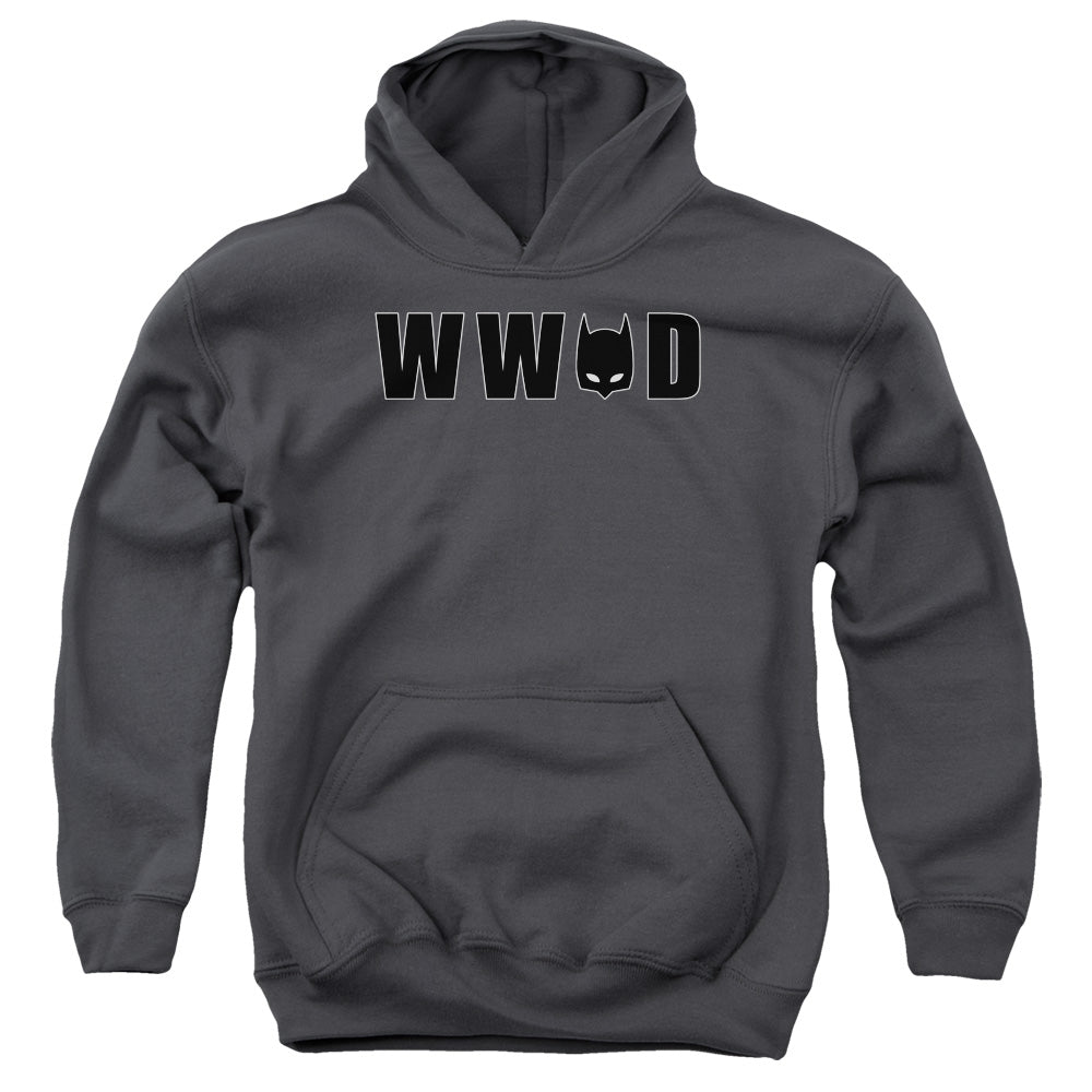 Batman Wwbd Mask Kids Youth Hoodie Charcoal Officially Licensed