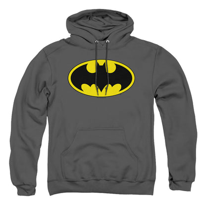 Batman Classic Bat Logo Mens Hoodie Charcoal Officially Licensed