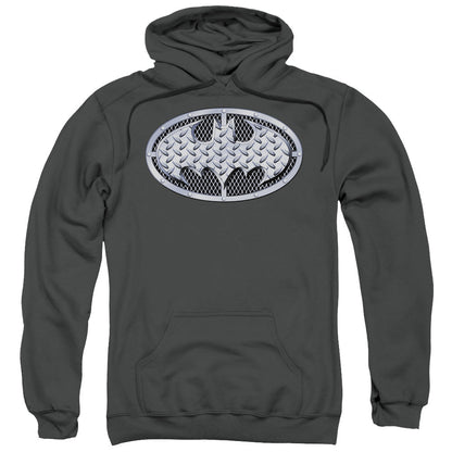 Batman Steel Mesh Shield Mens Hoodie Charcoal Officially Licensed