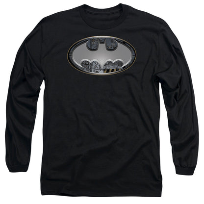 Batman Steel Wall Shield Mens Long Sleeve Shirt Black Officially Licensed