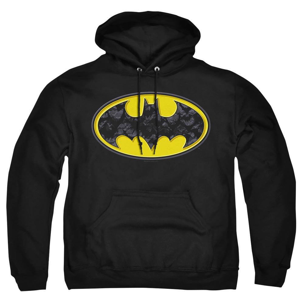 Batman Bats In Logo Mens Hoodie Black Officially Licensed
