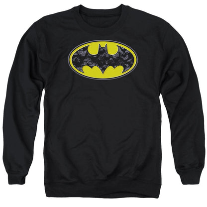 Batman Bats In Logo Mens Crewneck Sweatshirt Black