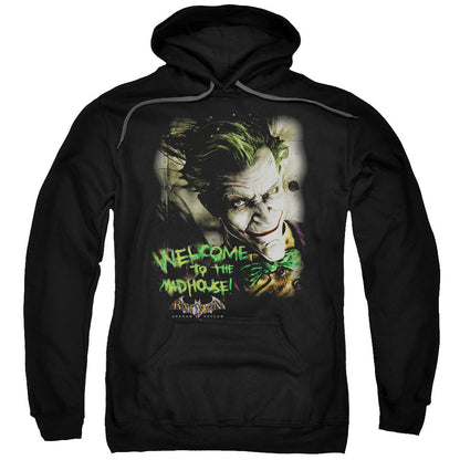 Batman Aa Welcome To The Madhouse Mens Hoodie Black Officially Licensed