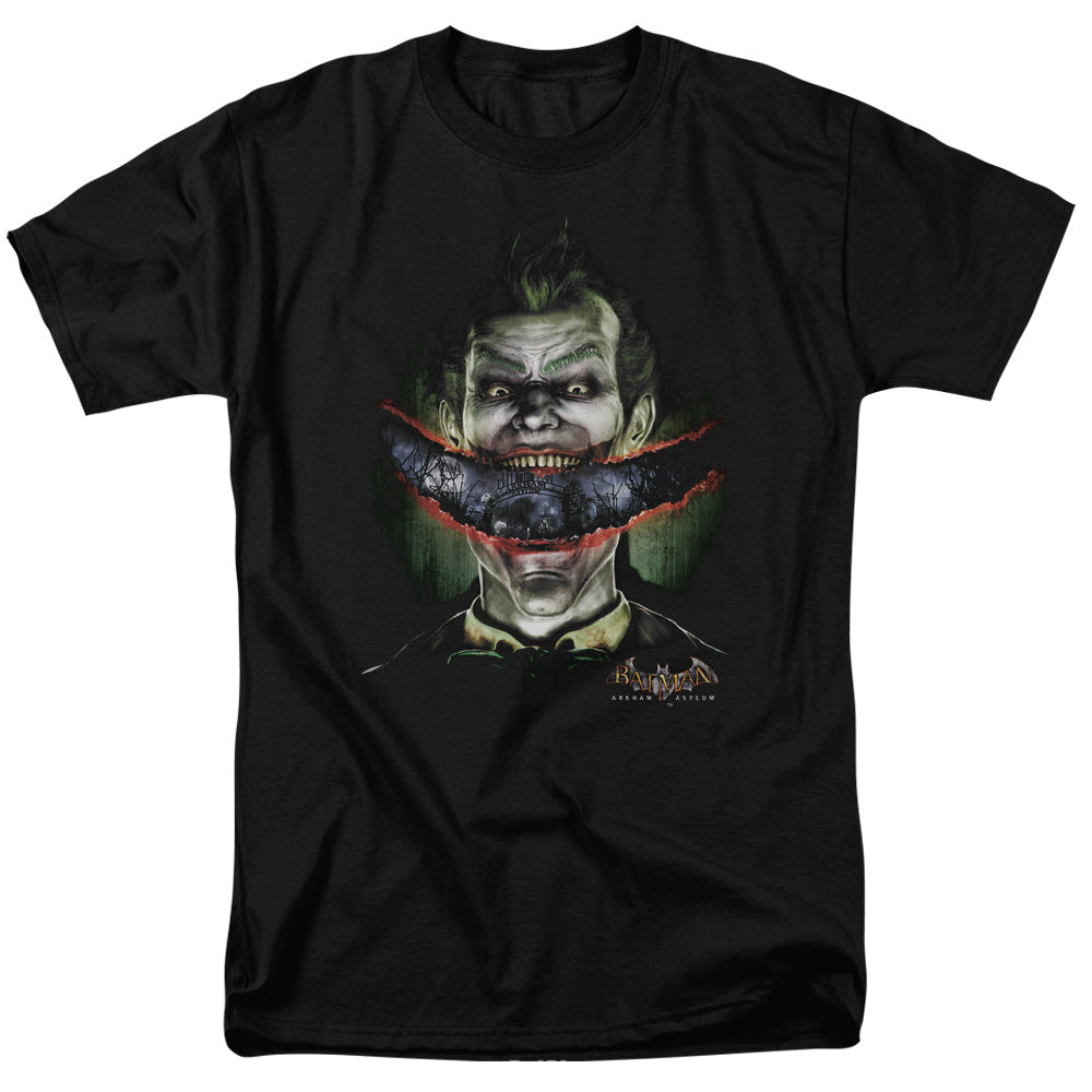 Batman Arkham Asylum Crazy Lips Mens T Shirt Black Officially Licensed