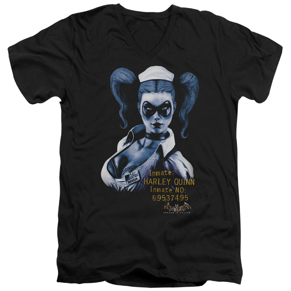 Batman Aa Arkham Harley Quinn Mens Slim Fit V Neck T Shirt Black Officially Licensed