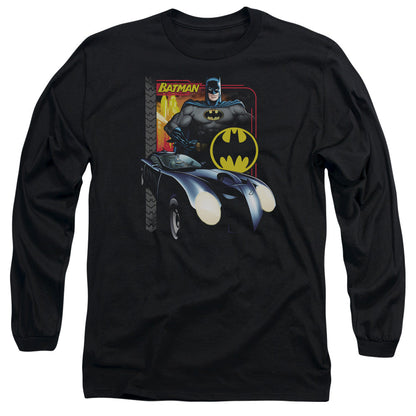 Batman Bat Racing Mens Long Sleeve Shirt Black Officially Licensed
