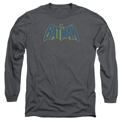 Batman Sketch Logo Mens Long Sleeve Shirt Charcoal Officially Licensed