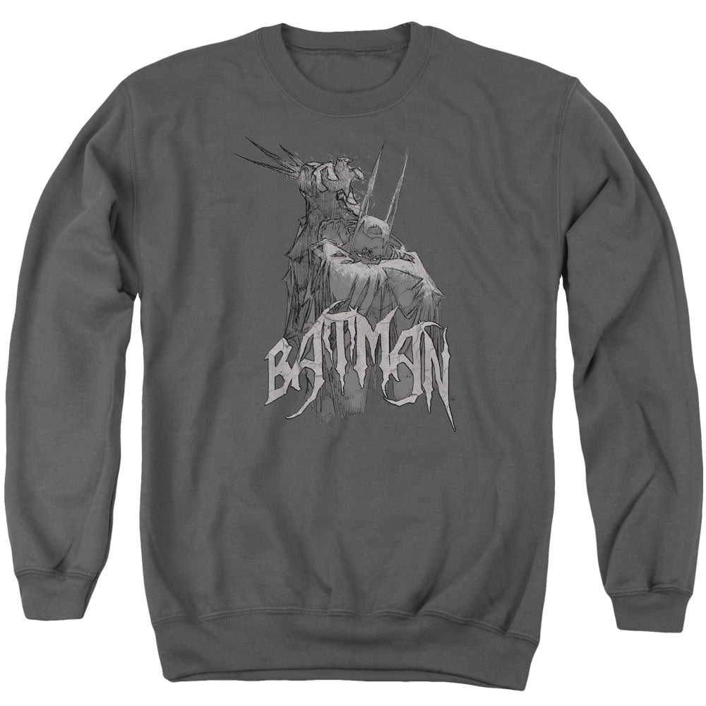 Batman Scary Right Hand Mens Crewneck Sweatshirt Charcoal