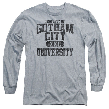 Batman Property Of Gcu Mens Long Sleeve Shirt Athletic Heather Officially Licensed