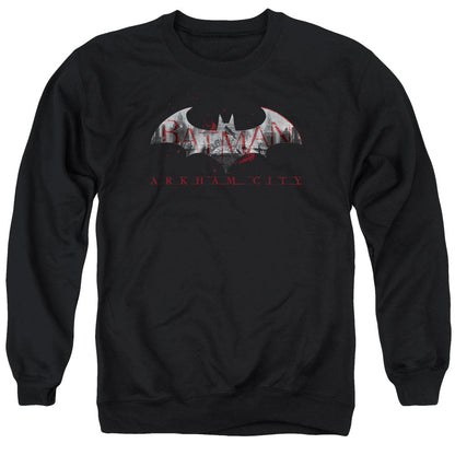Arkham City Bat Fill Mens Crewneck Sweatshirt Black