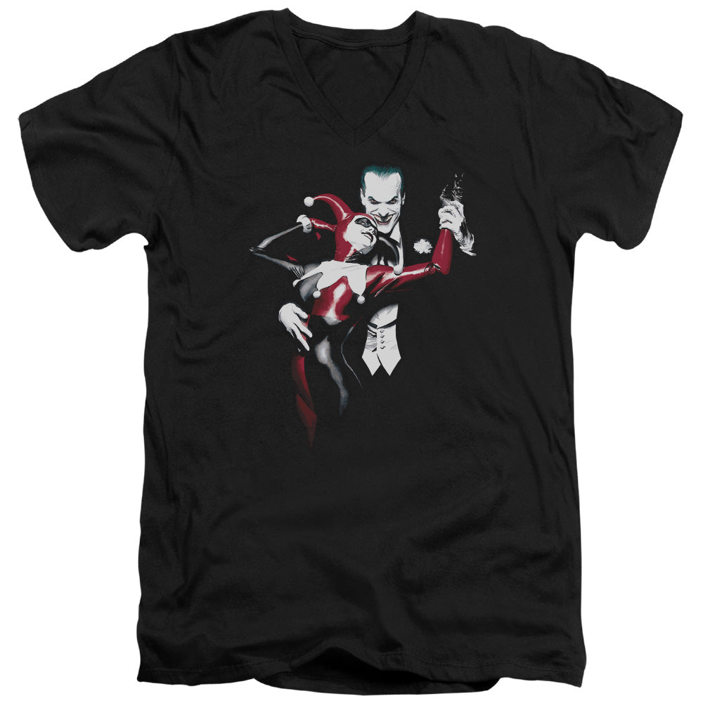 Batman Harley And Joker Mens Slim Fit V Neck T Shirt Black Officially Licensed