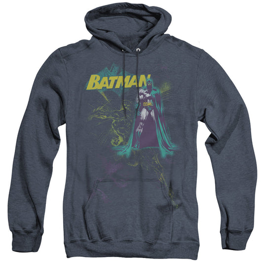 Batman Bat Spray Heather Mens Hoodie Navy Blue Officially Licensed