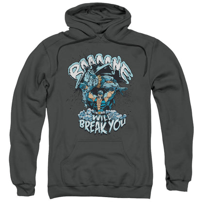 Batman Bane Will Break You Mens Hoodie Charcoal Officially Licensed