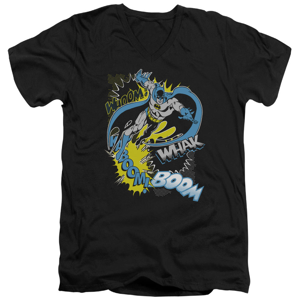 Batman Bat Effects Mens Slim Fit V Neck T Shirt Black Officially Licensed