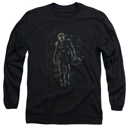 Batman Joker Leaves Arkham Mens Long Sleeve Shirt Black Officially Licensed