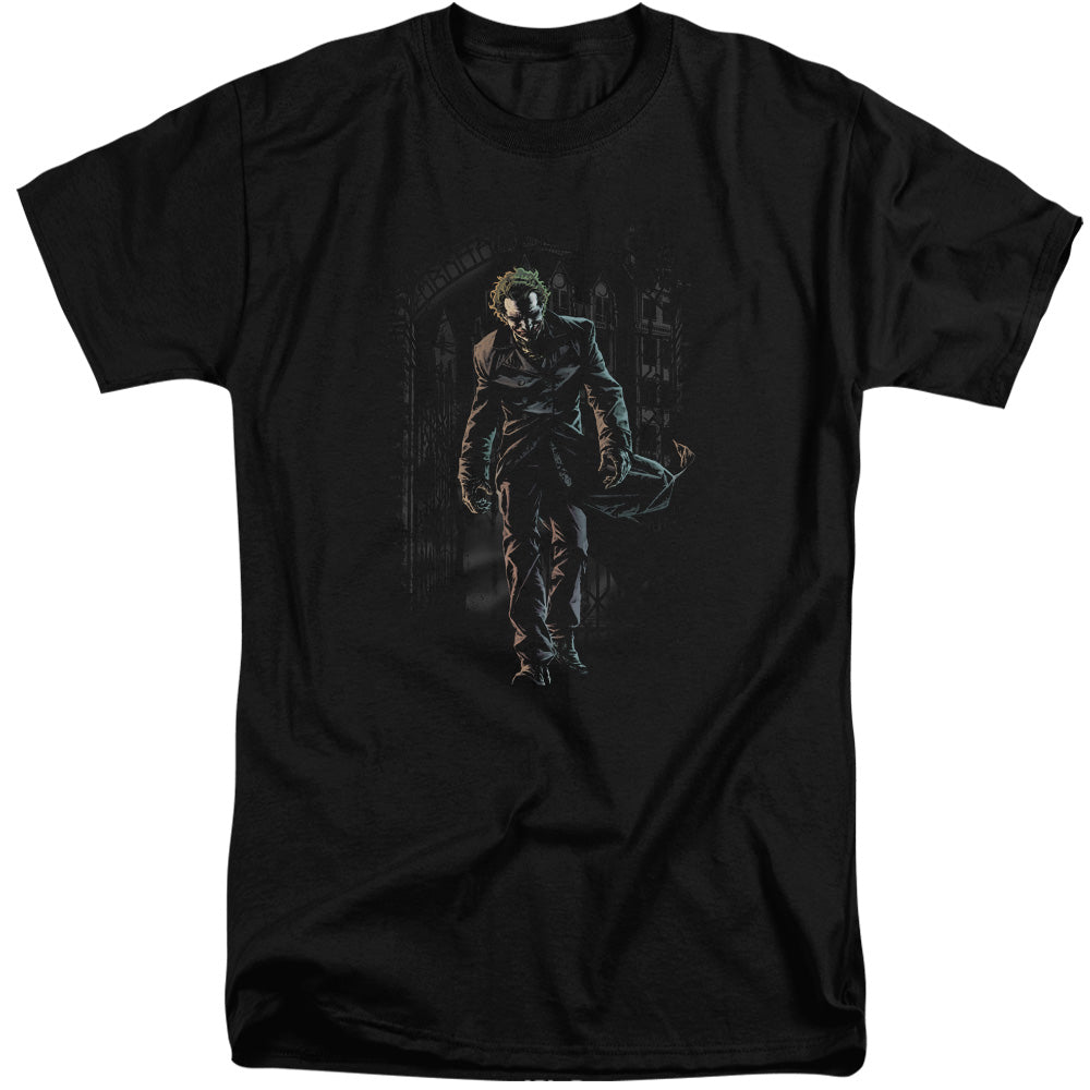Batman Joker Leaves Arkham Mens Tall T Shirt Black Officially Licensed