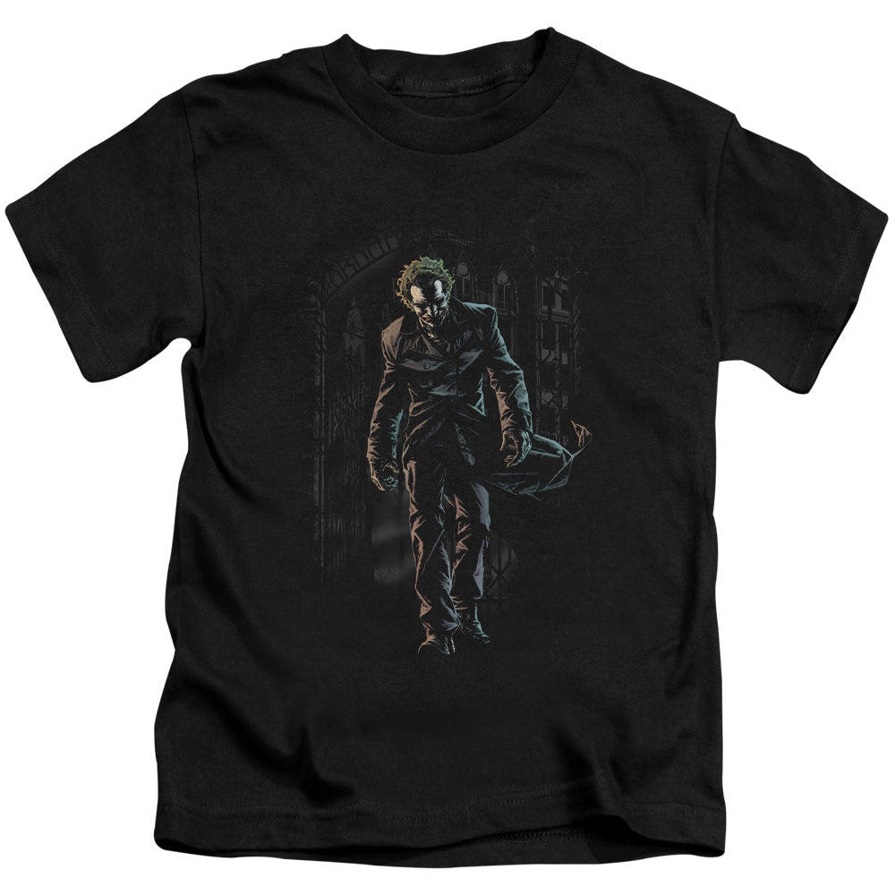 Batman Joker Leaves Arkham Juvenile Kids Youth T Shirt Black Officially Licensed